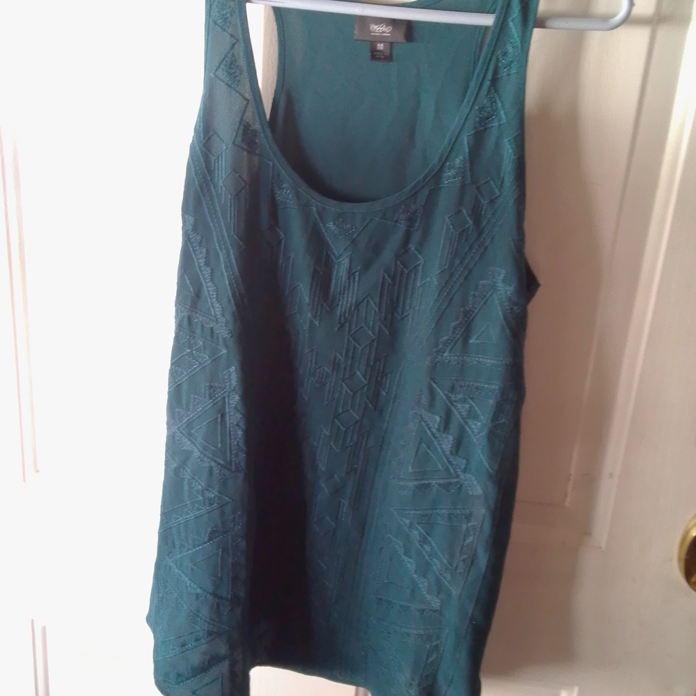 Massimo Teal Geometric Tank Top